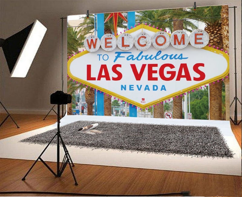 LFEEY 5x3ft Las Vegas Party Decorations Casino Theme Party Backdrop for Photoshoot World Famous Nevada Casino Gambiling Birthday Party Photography Background Portraits Vacation Travel Photo Booth Prop - Image 2